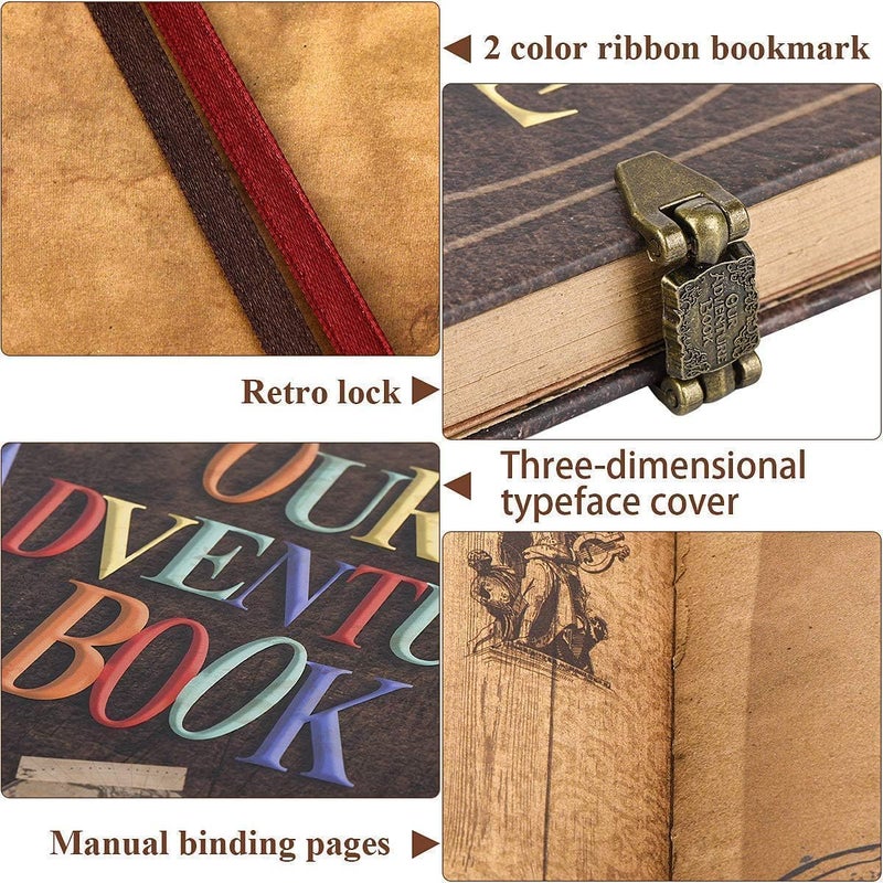 Let the Adventure Begin Adventure Book 148-Page DIY Handmade Scrapbook with Retro-Style Embossed Letter Cover - Perfect Travel Diary & Memory Album for Couples,Inspired by the 'Up' Saga,Ideal for Anniversaries & Weddings - Image 3